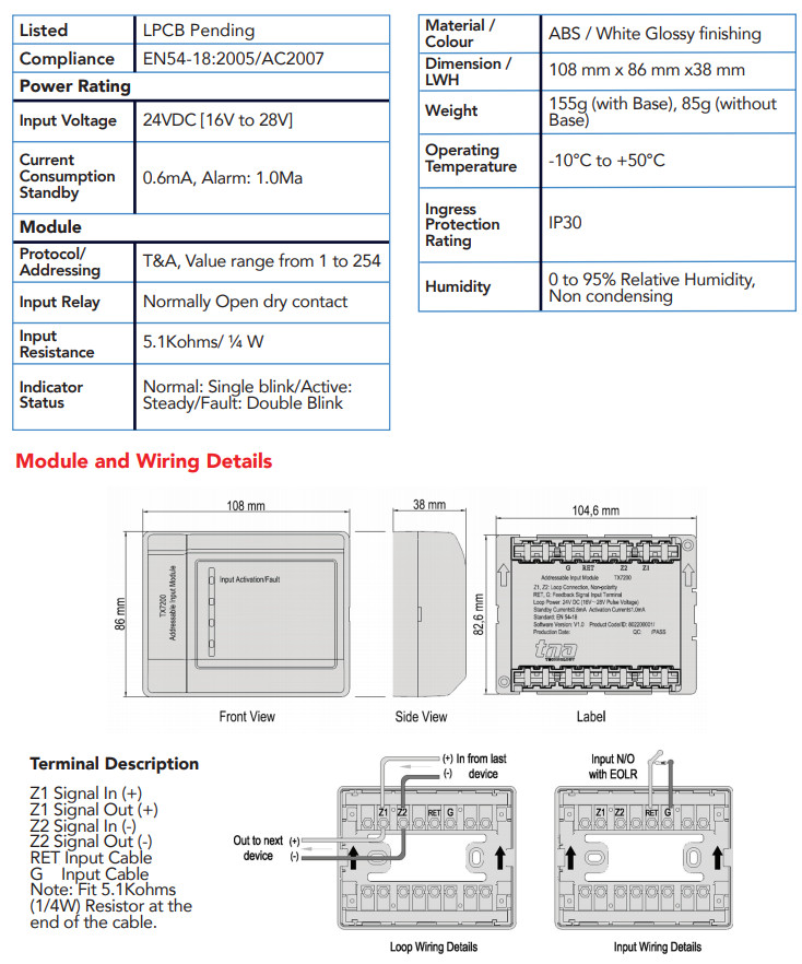 TX7200,Mudule địa chỉ đầu vào Tanda