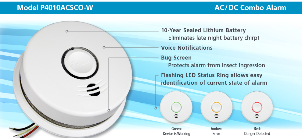 Wire-Free Interconnected AC Hardwired Combination Smoke and Carbon Monoxide Alarm P4010ACSCO-W