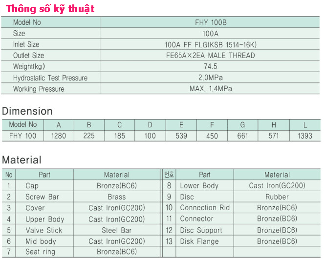 Fire hydrant FHY 100B Fasco